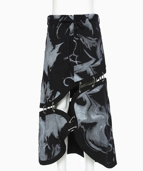 Deconstructed Safety Pin Print Skirt